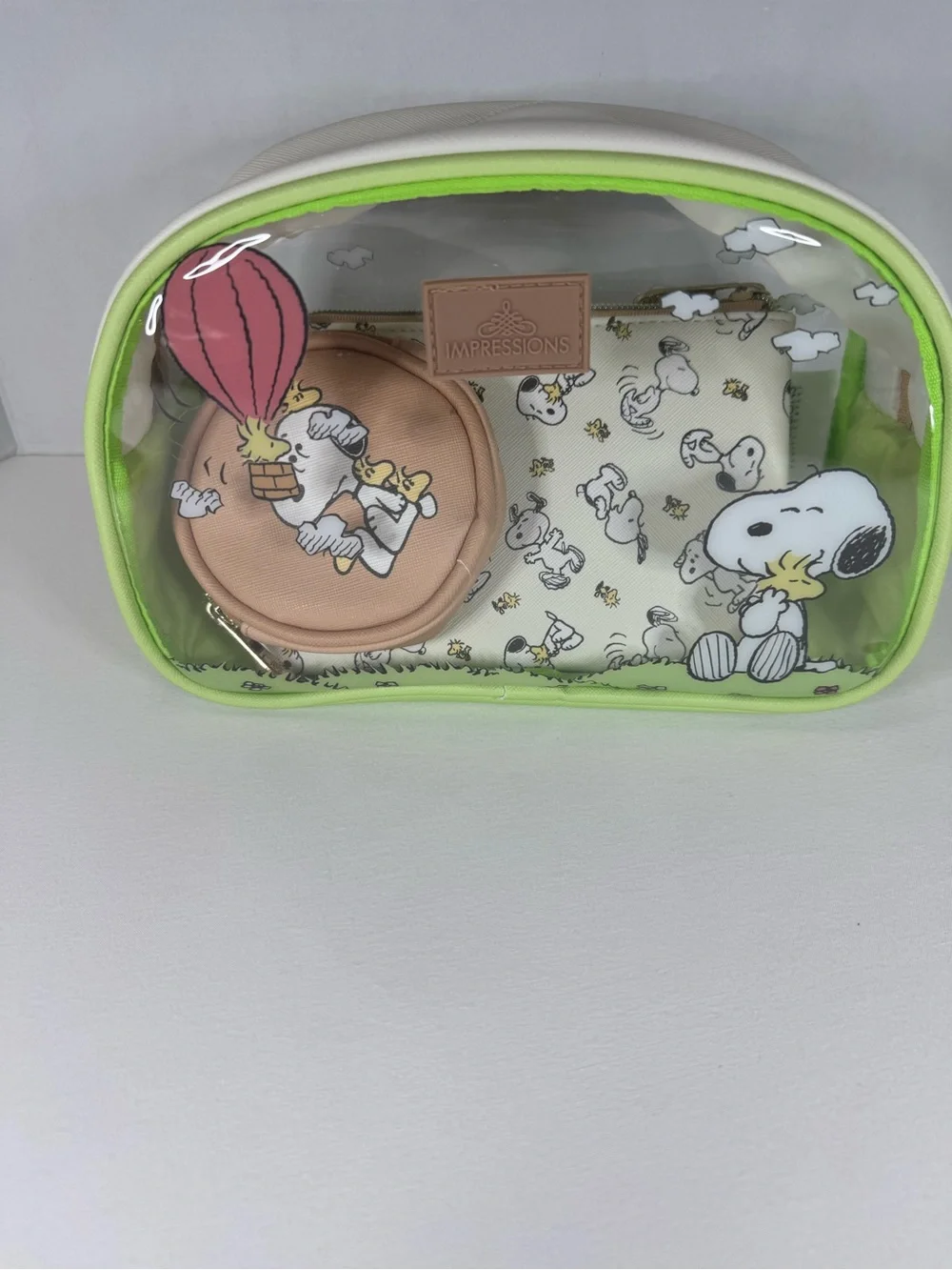 Impressions Vanity Peanuts Snoopy 3-Piece Makeup Bag Travel Pouch Set - Unused!